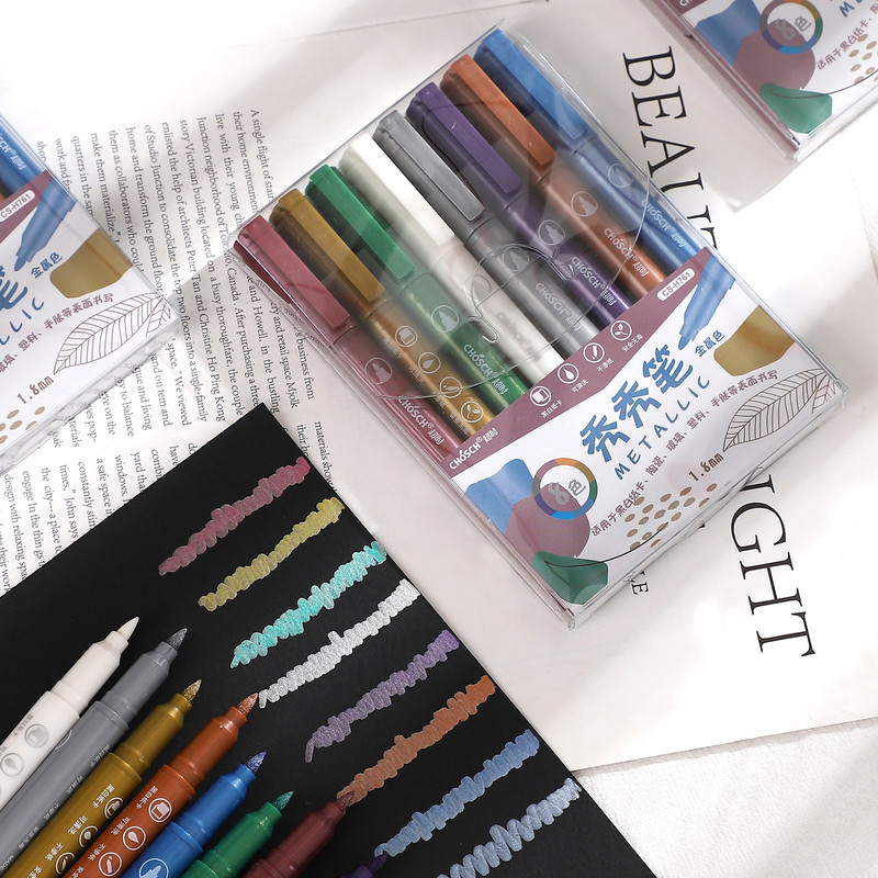 8Pcs/Set DIY Dnevnik Dekoracija Marker Kreativni metalik studentski materijal za crtanje Materijal za pisanje Umjetnički markeri Olovka Kawaii pribor