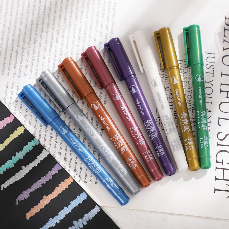 8Pcs/Set DIY Dnevnik Dekoracija Marker Kreativni metalik studentski materijal za crtanje Materijal za pisanje Umjetnički markeri Olovka Kawaii pribor