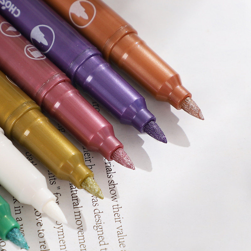 8Pcs/Set DIY Dnevnik Dekoracija Marker Kreativni metalik studentski materijal za crtanje Materijal za pisanje Umjetnički markeri Olovka Kawaii pribor