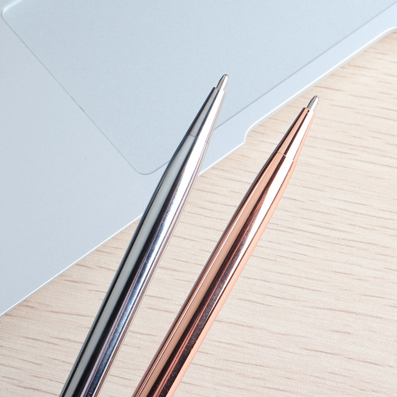 5Pcs/Set Kemijska olovka od ružičastog zlata Rotirajuće metalne kemijske olovke od nehrđajućeg čelika za školske uredske potrepštine Olovke
