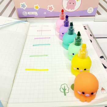 5 цветни флуоресцентни химикалки Творчески сладки карикатури Октопод Маркиращи химикалки Детски подаръци Ученически пособия Канцеларски материали