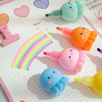 5 цветни флуоресцентни химикалки Творчески сладки карикатури Октопод Маркиращи химикалки Детски подаръци Ученически пособия Канцеларски материали