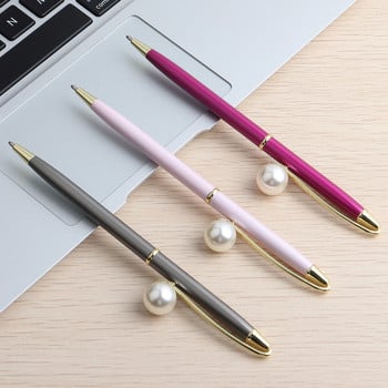 1 ΤΕΜ GENKKY Μεταλλικά στυλό Kawaii Colorful Pearl BallPen Δώρο στυλό για σχολικά είδη Boligrafos Περιστρεφόμενα στυλό