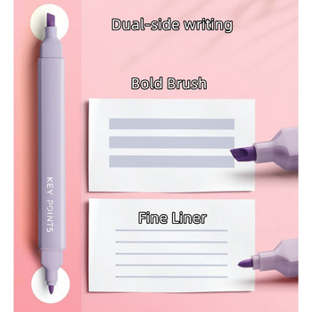 6 бр Key Point Mild Color Highlighter Pens Set Double Ended Bold Brush Fine Spot Liner Marker Drawing Office School F7117