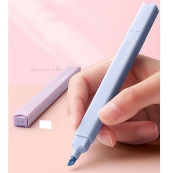 6 τμχ Key Point Mild Color Highlighter Στυλό Σετ διπλού άκρου Bold Brush Liner Marker Fine Spot Drawing Office School F7117