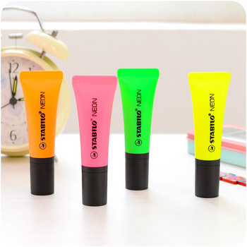 1 бр. Stabilo Neon Color Highlighter Marker Pen Накрайник за длето за рисуване Живопис Офис Хартия Копиране Факс Училище F826