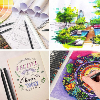 12 Colors Journal Planner Pens Χρωματιστά στυλό Fine Point Markers Fine Tip στυλό σχεδίασης πορώδες στυλό Fineliner Σχολικά προμήθειες
