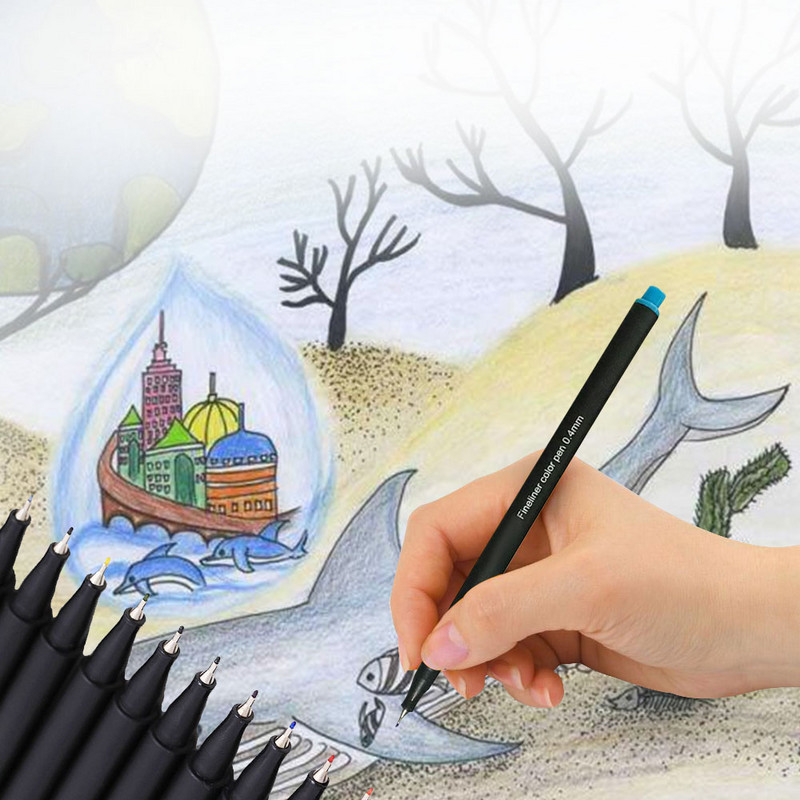 Olovke za planiranje dnevnika u 12 boja Olovke u boji Fini markeri Olovke za crtanje s finim vrhom Porozna olovka Fineliner Uredski školski pribor