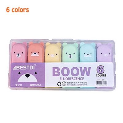 Haile 6pcs/Set Mini olovke za označavanje sa slatkim crtanim filmovima Kawaii markeri u pastelnim bojama Manga Markeri za spomenare Dnevnik za označavanje Pribor