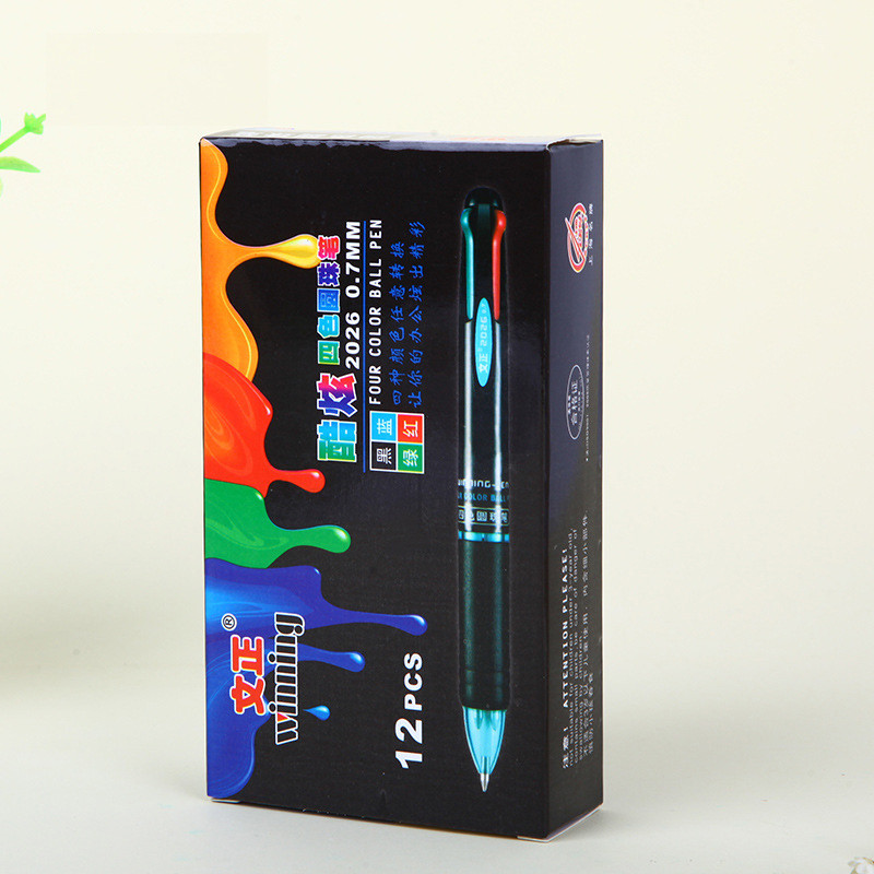 4 kom Marka 4 u 1 boja Bolígrafo Nova višenamjenska kemijska olovka za školu 0,7 mm olovka s potpisom Kemijska olovka Školski uredski pribor