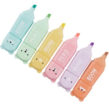 Kawaii Mini Animal School Highlighter Marker Pen 4/5/6 Colors/set Рисуваща писалка Училищни и офис арт канцеларски материали