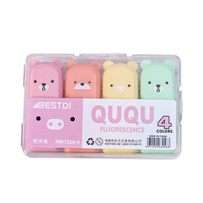 Kawaii Mini Animal School Highlighter Marker Pen 4/5/6 Spalvos / rinkinys Piešimo tušinukai Mokykliniai ir biuro meno raštinės reikmenys