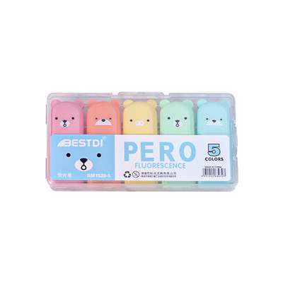 Kawaii Mini Animal School Highlighter Marker Pen 4/5/6 Spalvos / rinkinys Piešimo tušinukai Mokykliniai ir biuro meno raštinės reikmenys