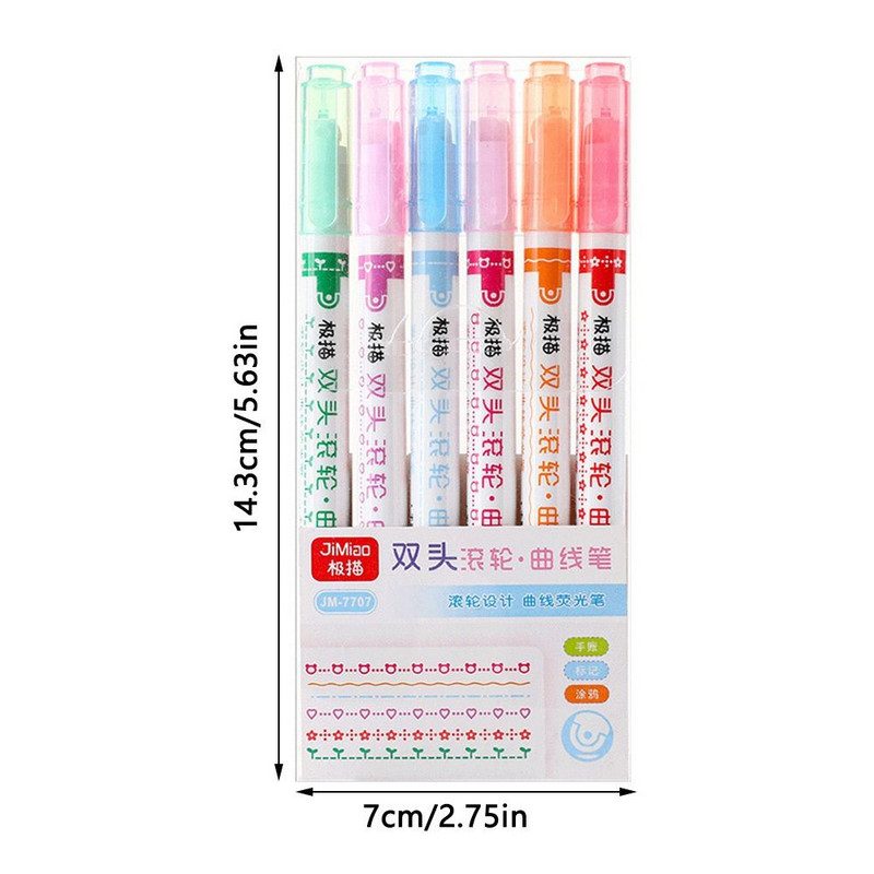 Marcator pentru evidențieri graffiti Linie curbă în formă de floare Marcatori cu forme multiple Pix Marcator cu curbe integrate