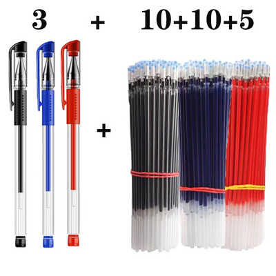 Paket gel olovke Ručke neutralne olovke Štap za punjenje 0,5 mm vrh metka Crnoplava Hemijska kemijska olovka s crvenom tintom Olovka za potpisivanje Uredski pribor za studente