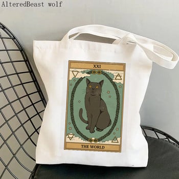 Дамска чанта за пазаруване Aries cat Tarot Printed Kawaii Bag Harajuku Shopping Canvas Shopper Bag Дамска чанта за момиче Tote Shoulder Lady Bag