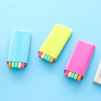 5 цвята/кутия Candy Colors Highlighter Pen Ръчна преносима мека флуоресцентна химикалка за рисуване Писане за писане Канцеларски материали