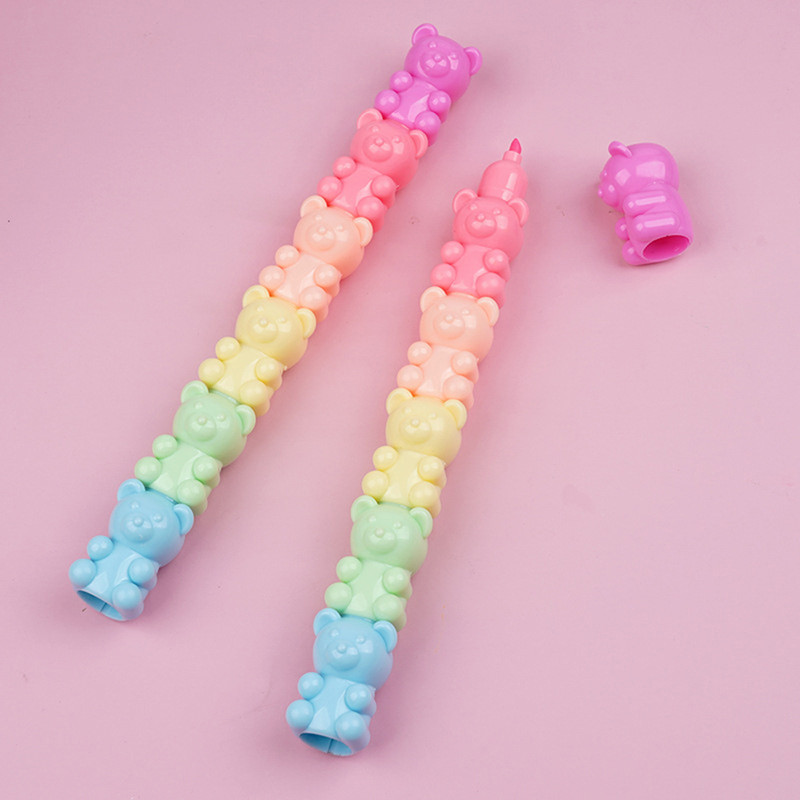 Kawaii 5 farieb Malý medvedík Fluorescenčné fixky Sada zvýrazňovačov Zvýrazňovače Maľovanie Zvýrazňovač Roztomilé Kancelárske potreby Školské potreby