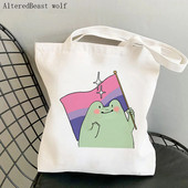 Ženska torba za kupovinu Biseksualna ponosna zastava Žaba Lgtb Kawaii torba Harajuku Shopping Platnena torba za kupovinu torba za djevojku Ženska torba za rame