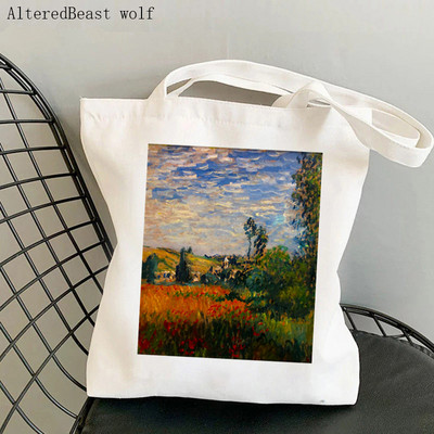 Dámska nákupná taška Monet Springtime Claude Kawaii taška Harajuku Nákupná plátená nákupná taška dievčenská kabelka Tote ramenná kabelka Lady