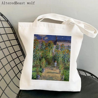 Dámska nákupná taška Monet Springtime Claude Kawaii taška Harajuku Nákupná plátená nákupná taška dievčenská kabelka Tote ramenná kabelka Lady