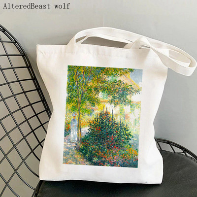 Dámska nákupná taška Monet Springtime Claude Kawaii taška Harajuku Nákupná plátená nákupná taška dievčenská kabelka Tote ramenná kabelka Lady