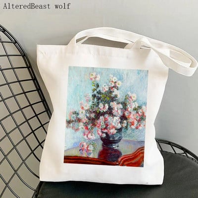 Dámska nákupná taška Monet Springtime Claude Kawaii taška Harajuku Nákupná plátená nákupná taška dievčenská kabelka Tote ramenná kabelka Lady