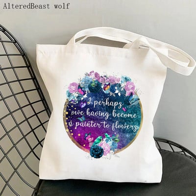 Dámska nákupná taška Monet Springtime Claude Kawaii taška Harajuku Nákupná plátená nákupná taška dievčenská kabelka Tote ramenná kabelka Lady