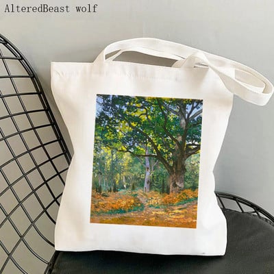 Dámska nákupná taška Monet Springtime Claude Kawaii taška Harajuku Nákupná plátená nákupná taška dievčenská kabelka Tote ramenná kabelka Lady
