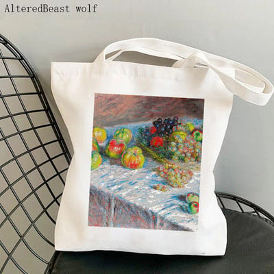 Dámska nákupná taška Monet Springtime Claude Kawaii taška Harajuku Nákupná plátená nákupná taška dievčenská kabelka Tote ramenná kabelka Lady