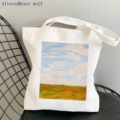Dámska nákupná taška Monet Springtime Claude Kawaii taška Harajuku Nákupná plátená nákupná taška dievčenská kabelka Tote ramenná kabelka Lady