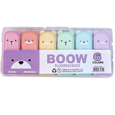6gab./kastē Kawaii Mini Highlighter 4/5/6 Krāsas/komplekts Jauki marķieri pasteļtoņu zīmēšanas pildspalva Skolas un biroja mākslas kancelejas piederumi