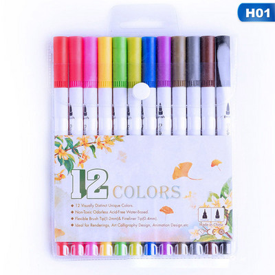 12/24/36/48 Boje Dvoglavi akvarel olovka marker topiv u vodi meka umjetnička olovka s kukom školski pribor