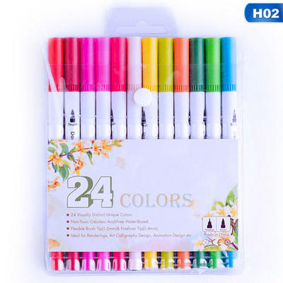 12/24/36/48 Boje Dvoglavi akvarel olovka marker topiv u vodi meka umjetnička olovka s kukom školski pribor