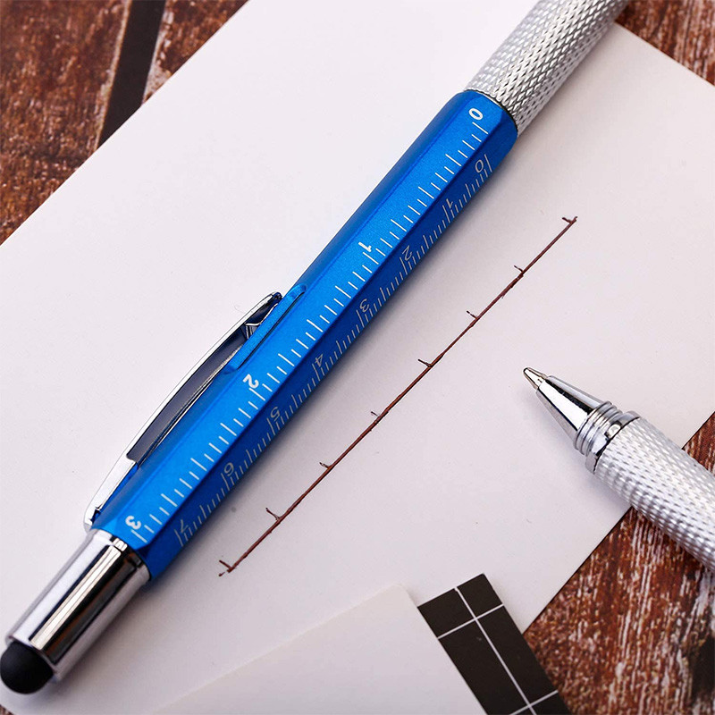 7 u 1 višenamjenska kemijska olovka s modernim ručnim alatom, mjerna tehnologija, ravnalo, odvijač, dodirni zaslon, olovka, libela