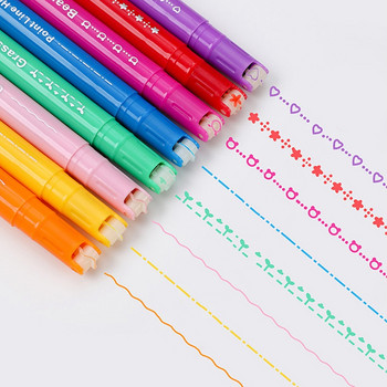 8 τμχ στυλό Curve Line Highlighter Multi Color Roller Tip Wave Line Shaped Marker Highlighter Liner Σχολική καινοτομία γραφικής ύλης