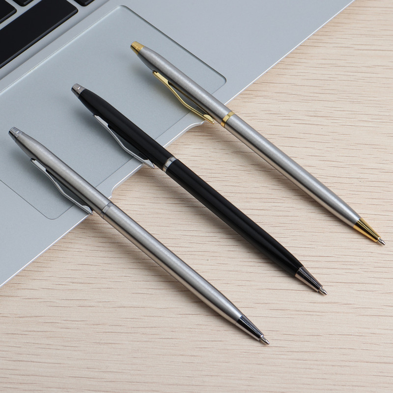 2/11/20/KOM Kemijska olovka Čelična rotirajuća metalna kemijska olovka Komercijalne kemijske olovke za školske uredske tiskanice Tinta Crna Plava