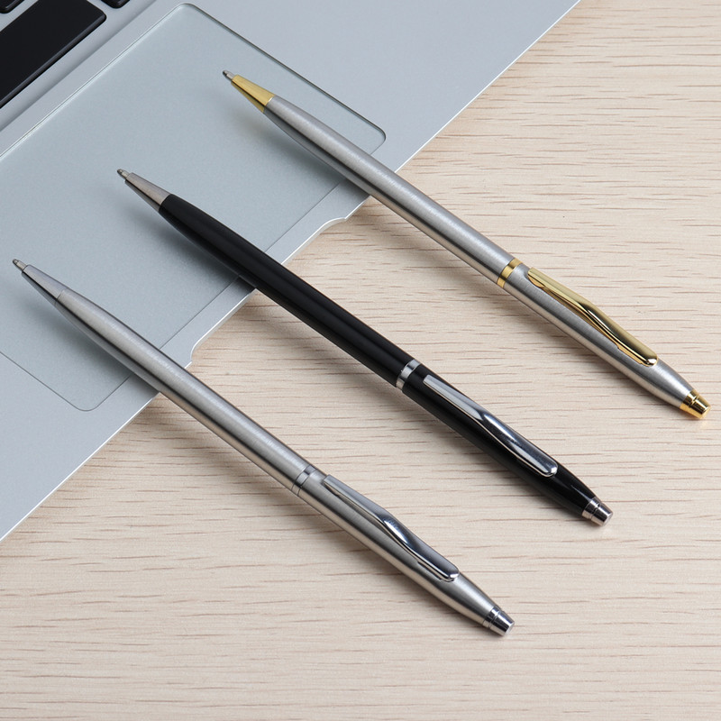 2/11/20/KOM Kemijska olovka Čelična rotirajuća metalna kemijska olovka Komercijalne kemijske olovke za školske uredske tiskanice Tinta Crna Plava