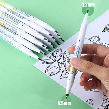 Творчески 4 бр./компл. 0,5 мм/1,2 мм двуглава бързосъхнеща писалка за маркиране Художествено рисуване и писане Ученически канцеларски материали Ученически пособия