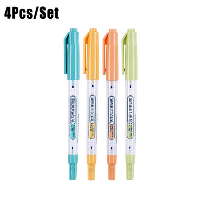 Creativ 4 bucăți/set 0,5 mm/1,2 mm stilou de marcare cu uscare rapidă cu două capete Desen artistic și scris Papetarie pentru studenți Rechizite școlare