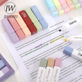 JIANWU 6 τεμ./Σετ Cute Mini Highlighter Creative Lipstick Styling Soft Kib Portable Student Drawing μαρκαδόρο Στυλό Kawaii Stationery