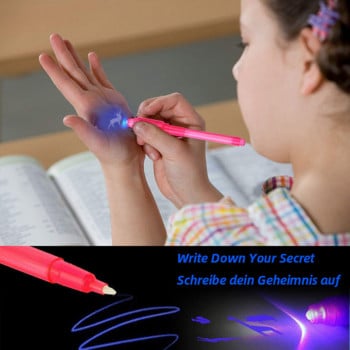 4 бр. Магическа светлинна писалка Светеща светлинна писалка Невидими писалки с мастило Magic Purple 2 в 1 UV Черни Обучаващи се Образователни играчки Подложка за деца