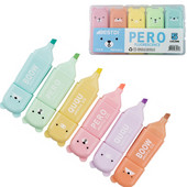 Set de pixuri marcatoare pentru evidențiator cu urs drăguț, liner cu vârf oblic, instrumente pentru pix pentru evidențiere, pentru elevi de școală, papetărie de desene animate kawaii