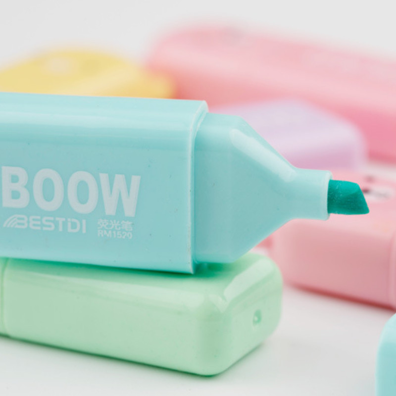 Set de pixuri marcatoare pentru evidențiator cu urs drăguț, liner cu vârf oblic, instrumente pentru pix pentru evidențiere, pentru elevi de școală, papetărie de desene animate kawaii