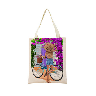 Modes cute Super Mom Baby Market iepirkumu soma ar divpusēju apdruku sievietēm salokāma lina rokassomiņa Pārnēsājama, ērta uzglabāšanas soma