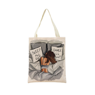 Modes cute Super Mom Baby Market iepirkumu soma ar divpusēju apdruku sievietēm salokāma lina rokassomiņa Pārnēsājama, ērta uzglabāšanas soma