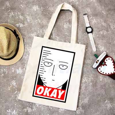 One Punch Man Shopping Bag Grocery Shopper Anime Genos Saitama Sensei Shopping Torba od jute Pamučna torba od jute