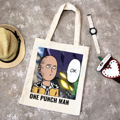 One Punch Man Shopping Bag Grocery Shopper Anime Genos Saitama Sensei Shopping Torba od jute Pamučna torba od jute