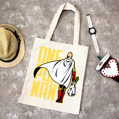 One Punch Man Shopping Bag Grocery Shopper Anime Genos Saitama Sensei Shopping Torba od jute Pamučna torba od jute