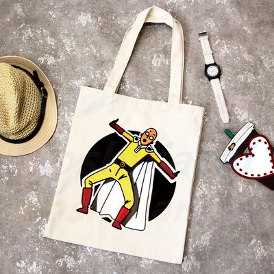 One Punch Man Shopping Bag Grocery Shopper Anime Genos Saitama Sensei Shopping Torba od jute Pamučna torba od jute